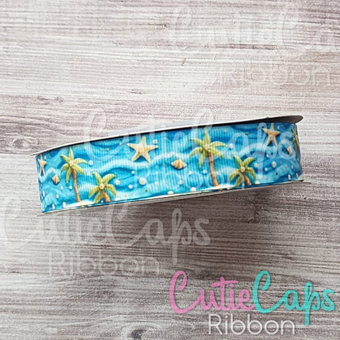 Summer Beach Single Sided Grosgrain Ribbon, 7/8in