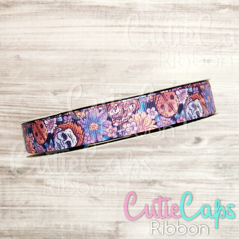 Floral Horror Single Sided Grosgrain Ribbon, 5/8in