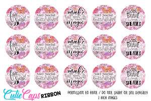 BUTTERFLIES Pink BCI, 1" BUTTERFLY QUOTES Bottle cap images