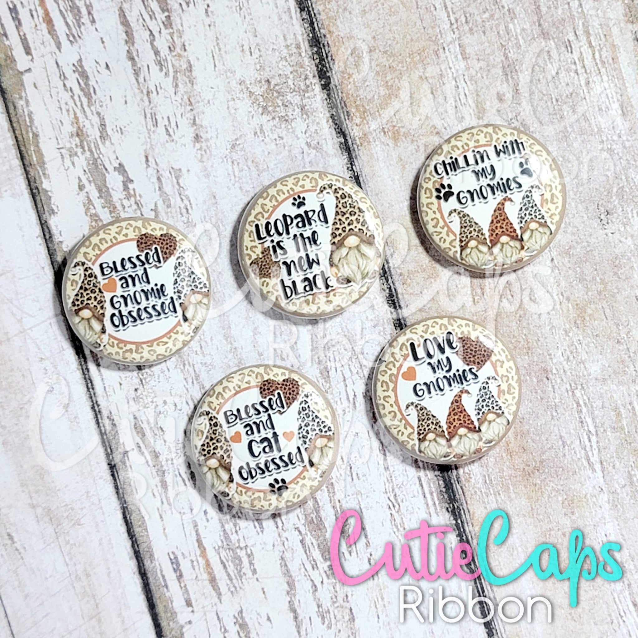 Gnome Flatback Button Set of 5