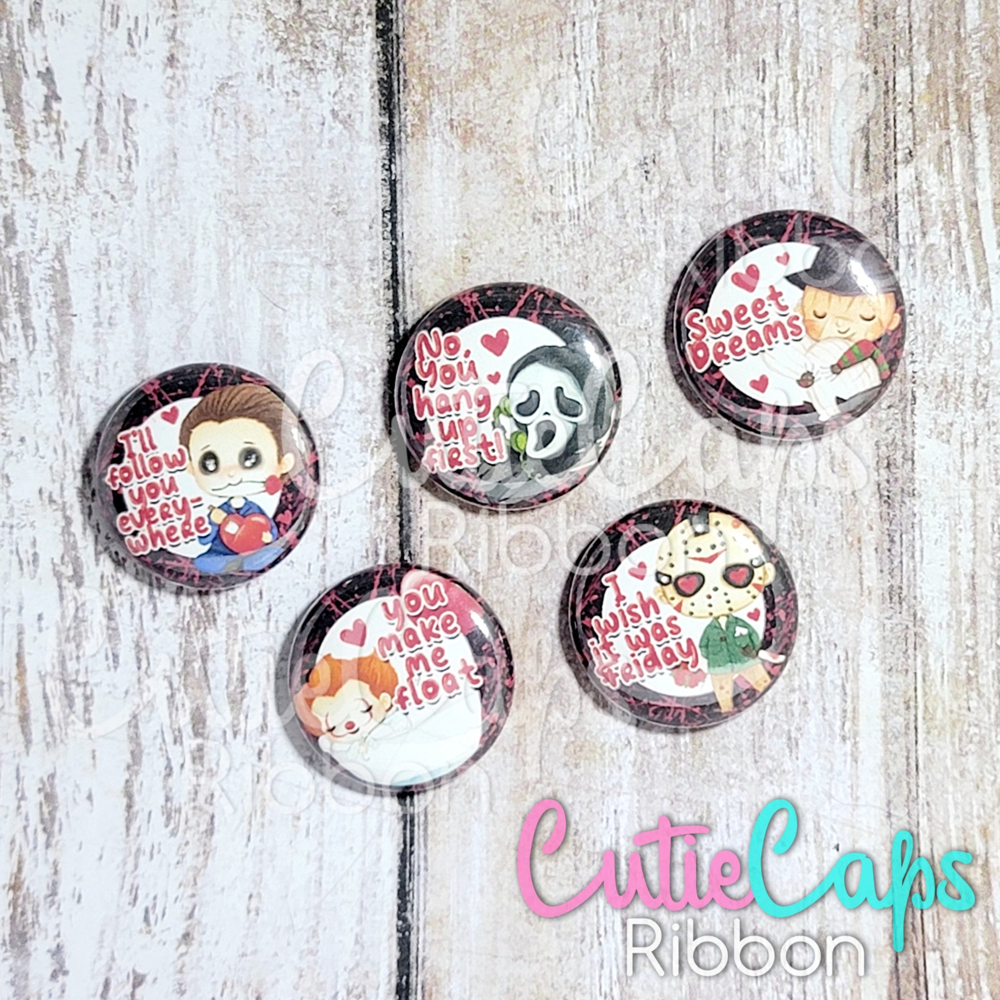 Horror Flatback Button Set of 5