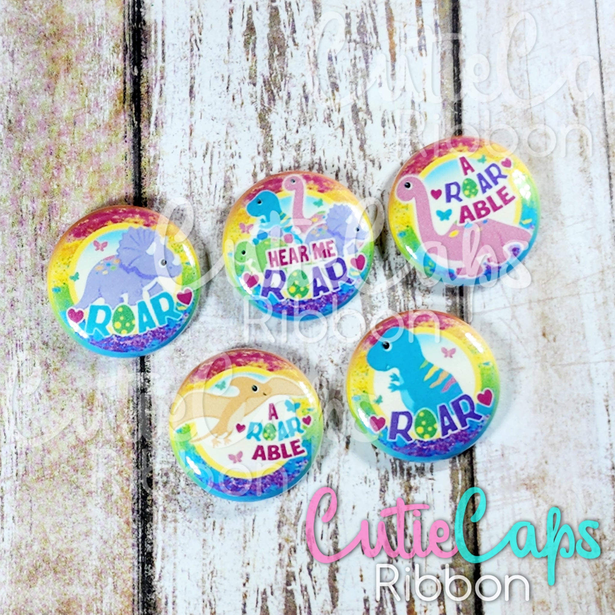 Dino Flatback Button Set of 5