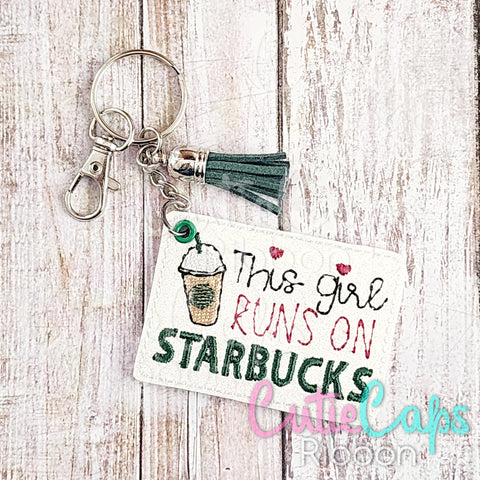 This Girl Runs On Coffee Feltie Keychain