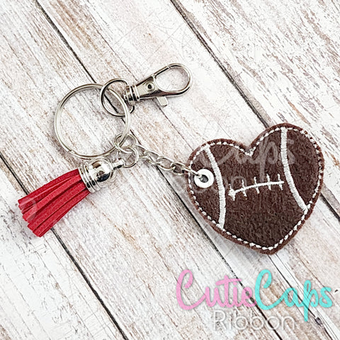 Football Heart Feltie Keychain