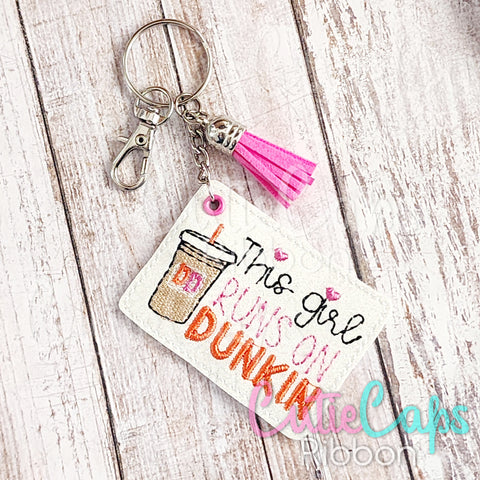 This Girl Runs On Coffee Feltie Keychain