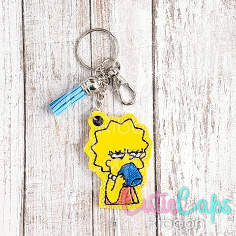 Girl Sipping Tea Feltie Keychain