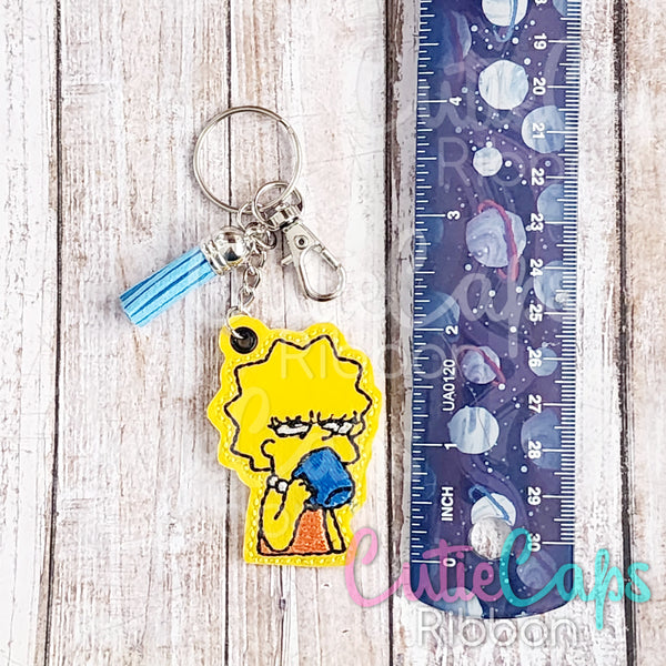 Girl Sipping Tea Feltie Keychain