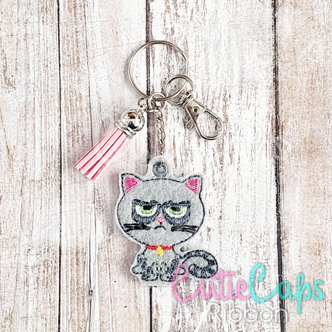 Angry Cat Feltie Keychain