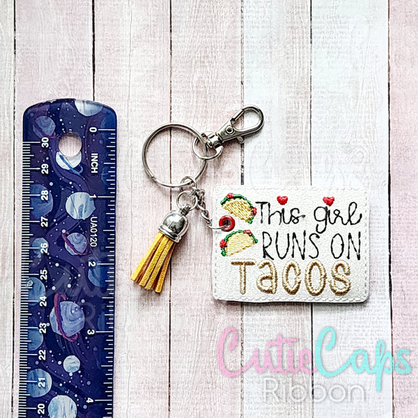 This Girl Runs On Tacos Feltie Keychain