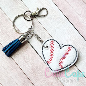 Baseball Heart Feltie Keychain