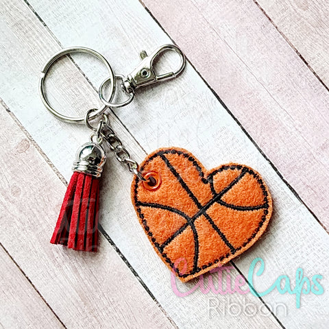 Basketball Heart Feltie Keychain