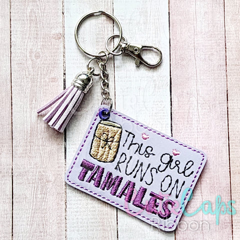 This Girl Runs On Tamales Feltie Keychain