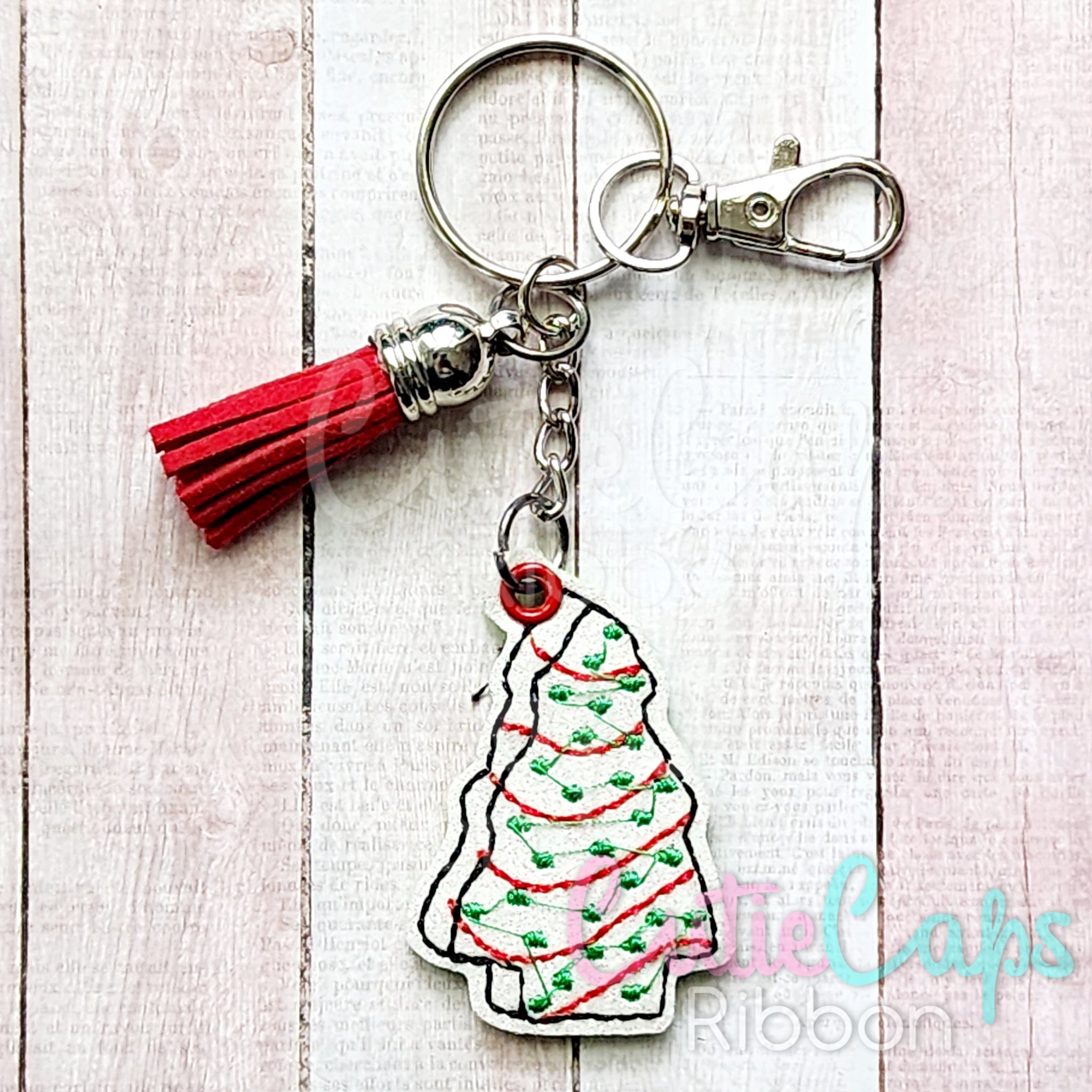 Favorite Christmas Cake Snack Feltie Keychain