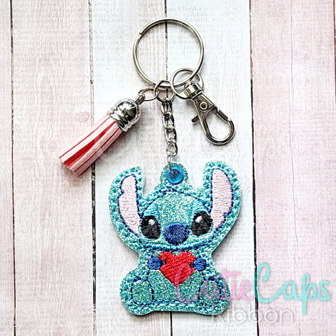 Blue Alien Feltie Keychain