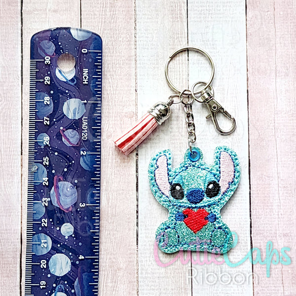 Blue Alien Feltie Keychain