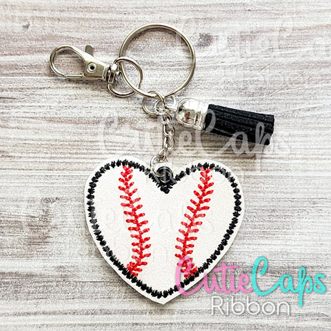 Baseball Heart Feltie Keychain