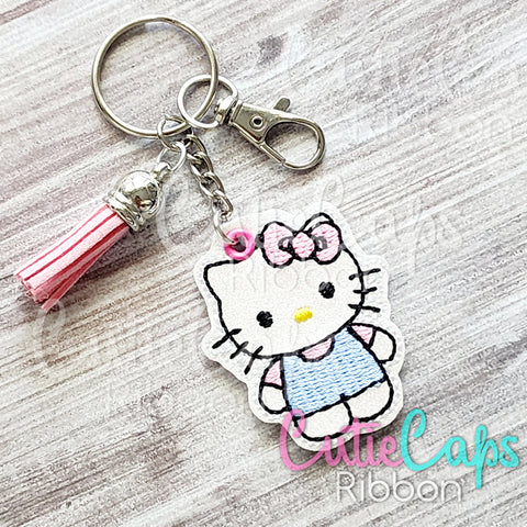 White Cat Feltie Keychain