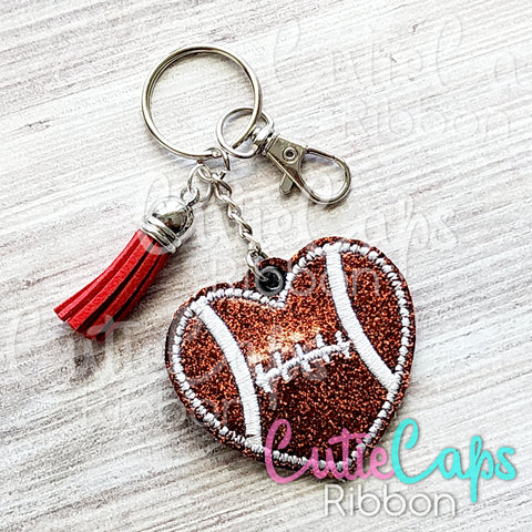 Football Heart Feltie Keychain