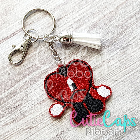 Mean Bunny Heart Feltie Keychain