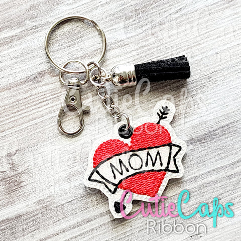 Mom Tattoo Heart Feltie Keychain