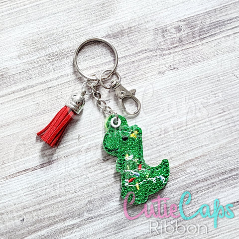 Christmas Dinosaur Feltie Keychain