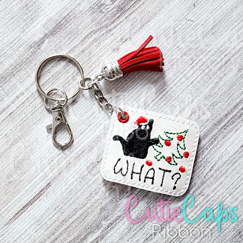 Mean Cat Christmas Feltie Keychain