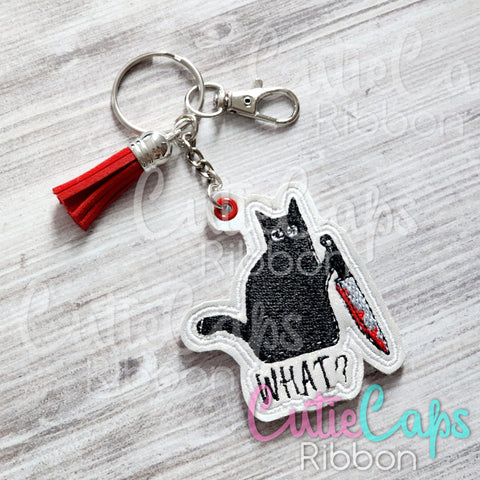 Mean Cat Horror Feltie Keychain