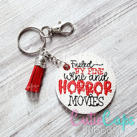 Wine and Horror Movies Feltie Keychain