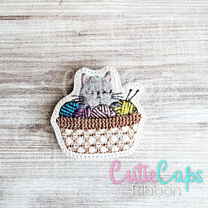 Gray Kitty in yarn balls Fridge / Locker Magnet