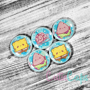 Underwater Friends 1in Flatback Button Set of 5