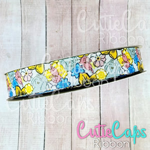 School / Elephant and Pig / Storybook Grosgrain Double Sided Ribbon, 5/8in
