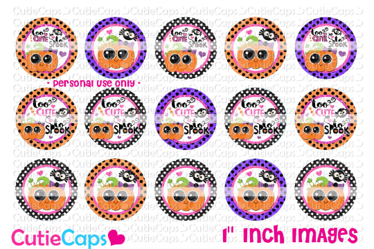 Halloween Cute Pumpkin , 1" Bottle cap images