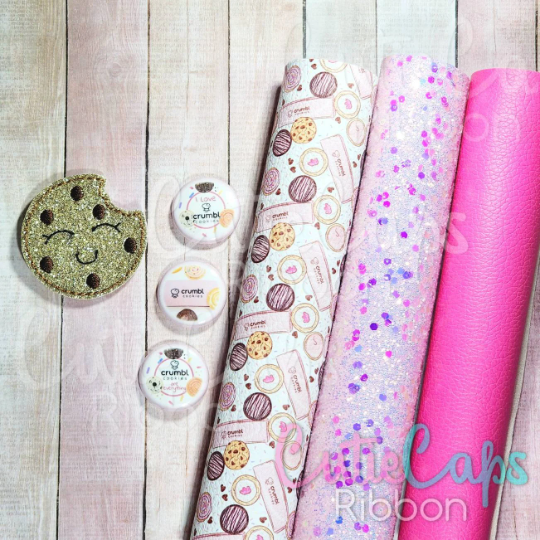 Popular Cookie Faux Leather Kit. Includes half a sheet of each style as pictured with 1 already cut vinyl feltie and 3- 1in flatbacks