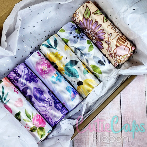 Floral Ribbon Bundle. Includes 1 yard of each 3in ribbon design as pictured.
