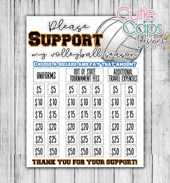 Volleyball fundraiser template, clear the board, minimal fundraising poster for sports team or club, sponsor my uniform