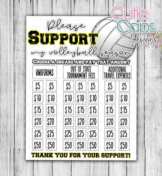 Volleyball fundraiser template, clear the board, minimal fundraising poster for sports team or club, sponsor my uniform