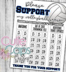 Volleyball fundraiser template, clear the board, minimal fundraising poster for sports team or club, sponsor my uniform