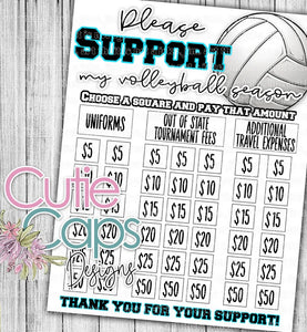 Volleyball fundraiser template, clear the board, minimal fundraising poster for sports team or club, sponsor my uniform