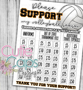 Volleyball fundraiser template, clear the board, minimal fundraising poster for sports team or club, sponsor my uniform