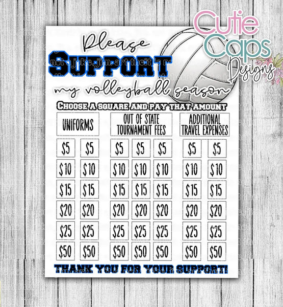 Volleyball fundraiser template, clear the board, minimal fundraising poster for sports team or club, sponsor my uniform