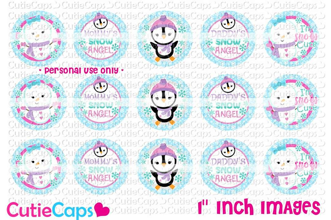 I'm snow cute, 1" Bottle cap images