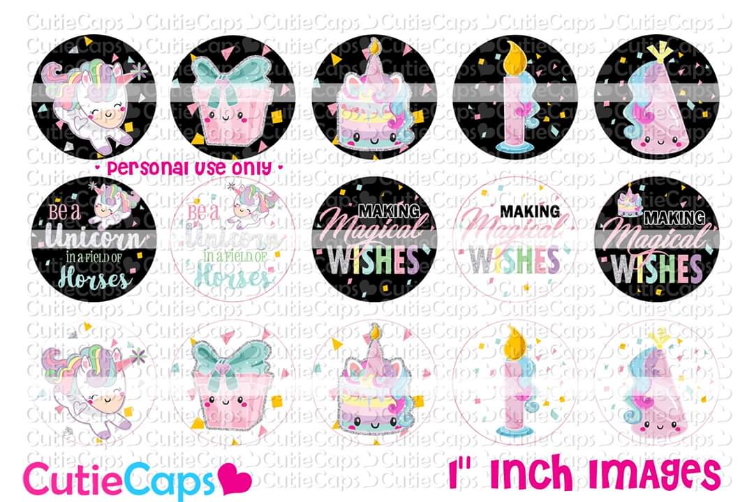 Magical Wishes, 1" Bottle cap images