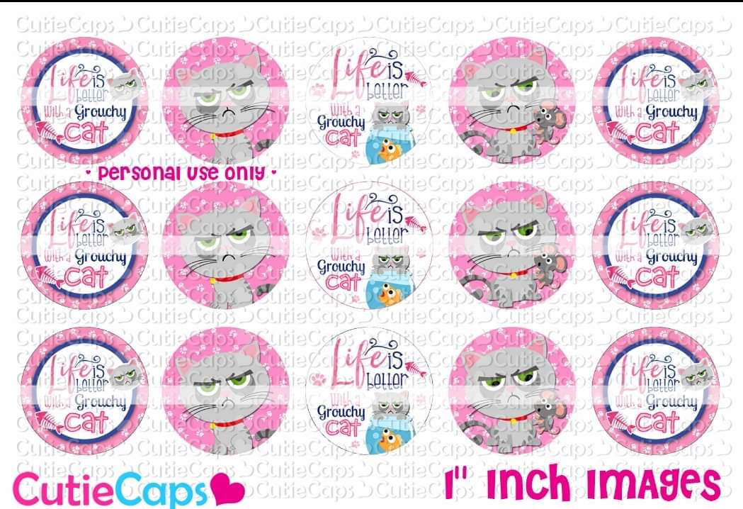 Life is better with a cat, 1" Bottle cap images