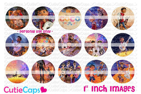 Coco, 1" Bottle cap images