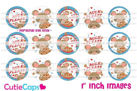 Milk Please, 1" Bottle cap images