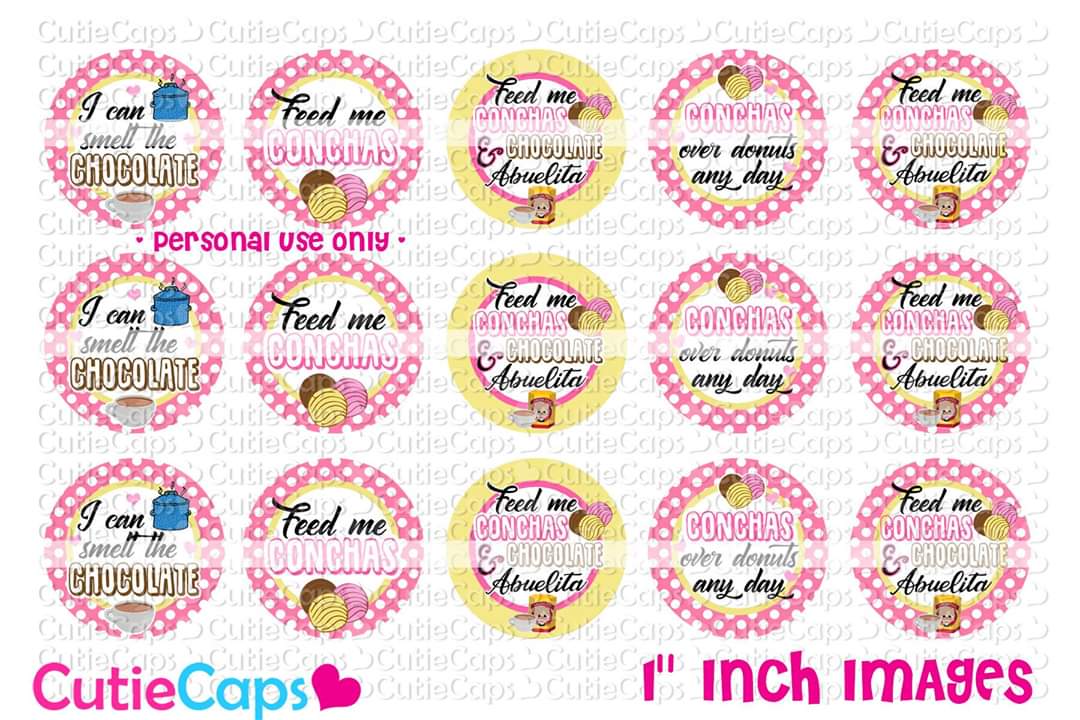 Feed me conchas, 1" Bottle cap images