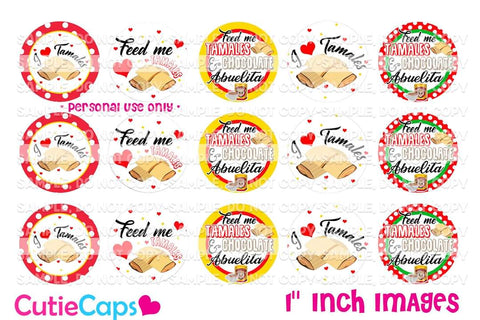 I love tamales, 1" Bottle cap images