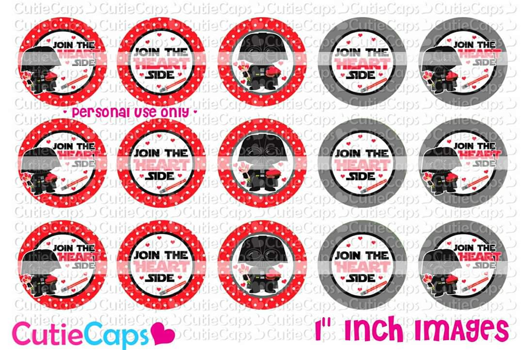 Join the heart side, 1" Bottle cap images