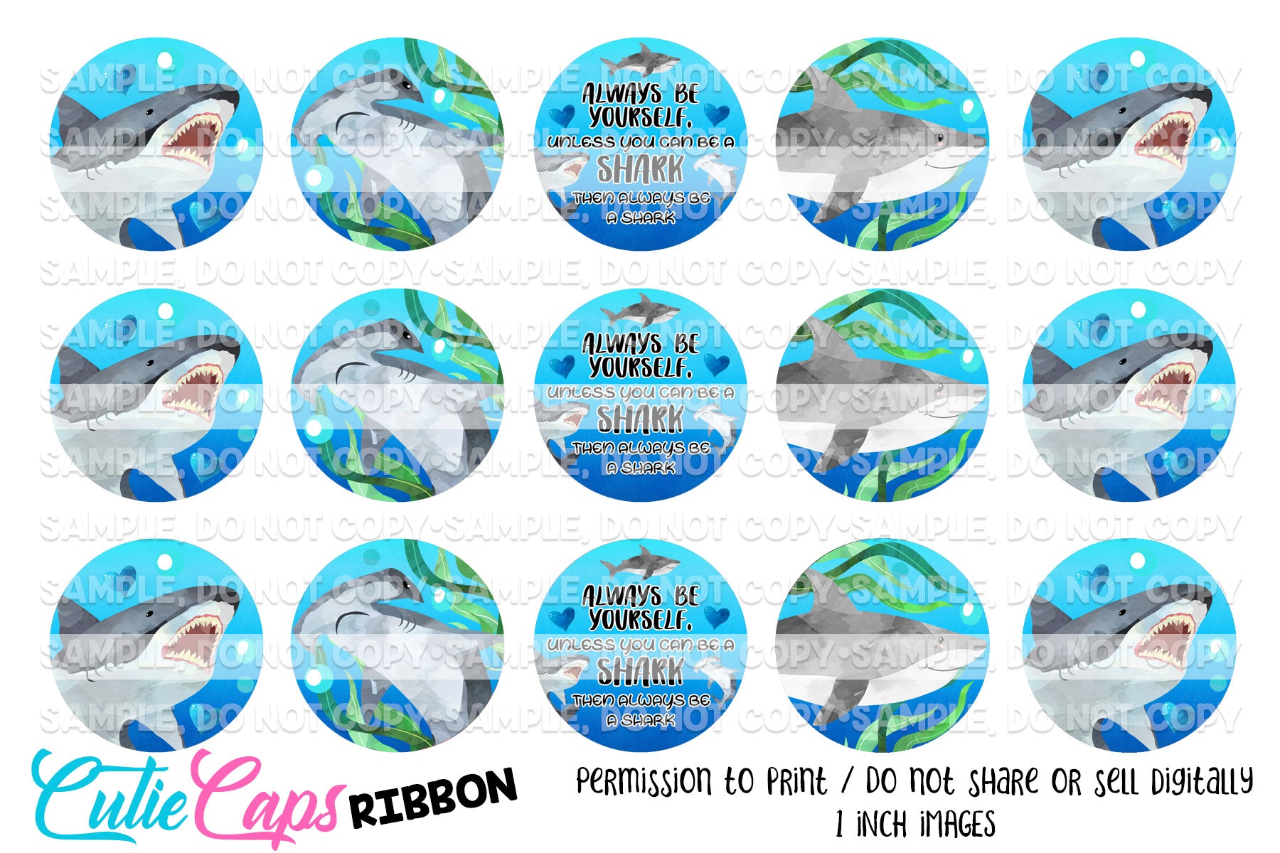 Sharks, 1" Bottle cap images