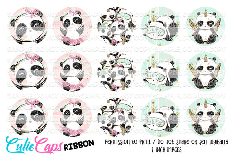 Pretty Panda, 1" Bottle cap images